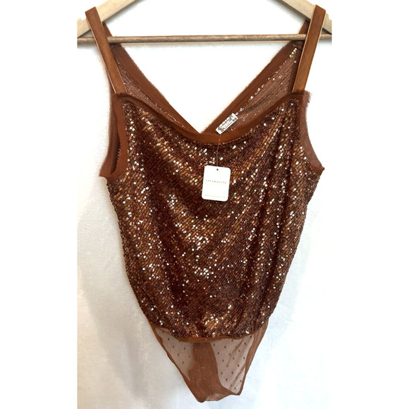 Intimately Free People Velvet Sequin Bodysuit Tank Size S Festival Party Event - Picture 2 of 16
